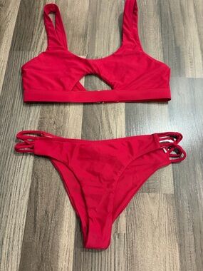 B Swim Red Cut-out Bikini